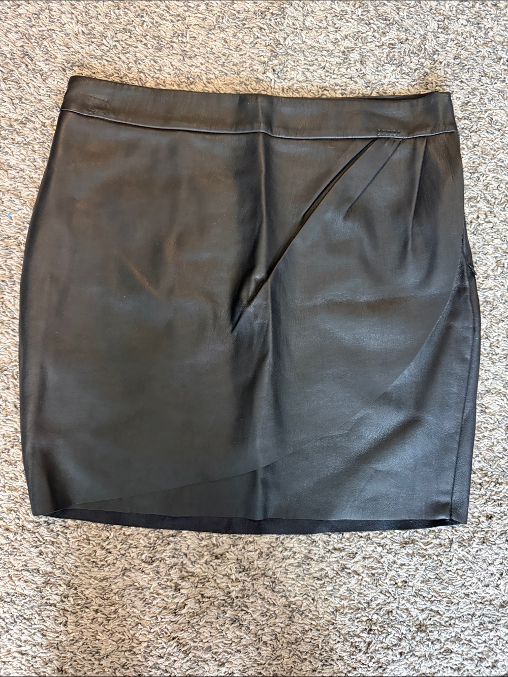 Express Black Faux Leather Mini Skirt with Wrap Detail